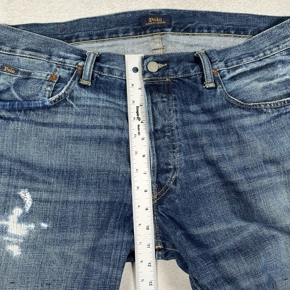 Polo Ralph Lauren Sullivan Slim Jeans Men's 36x32 Button Fly Distressed Patched